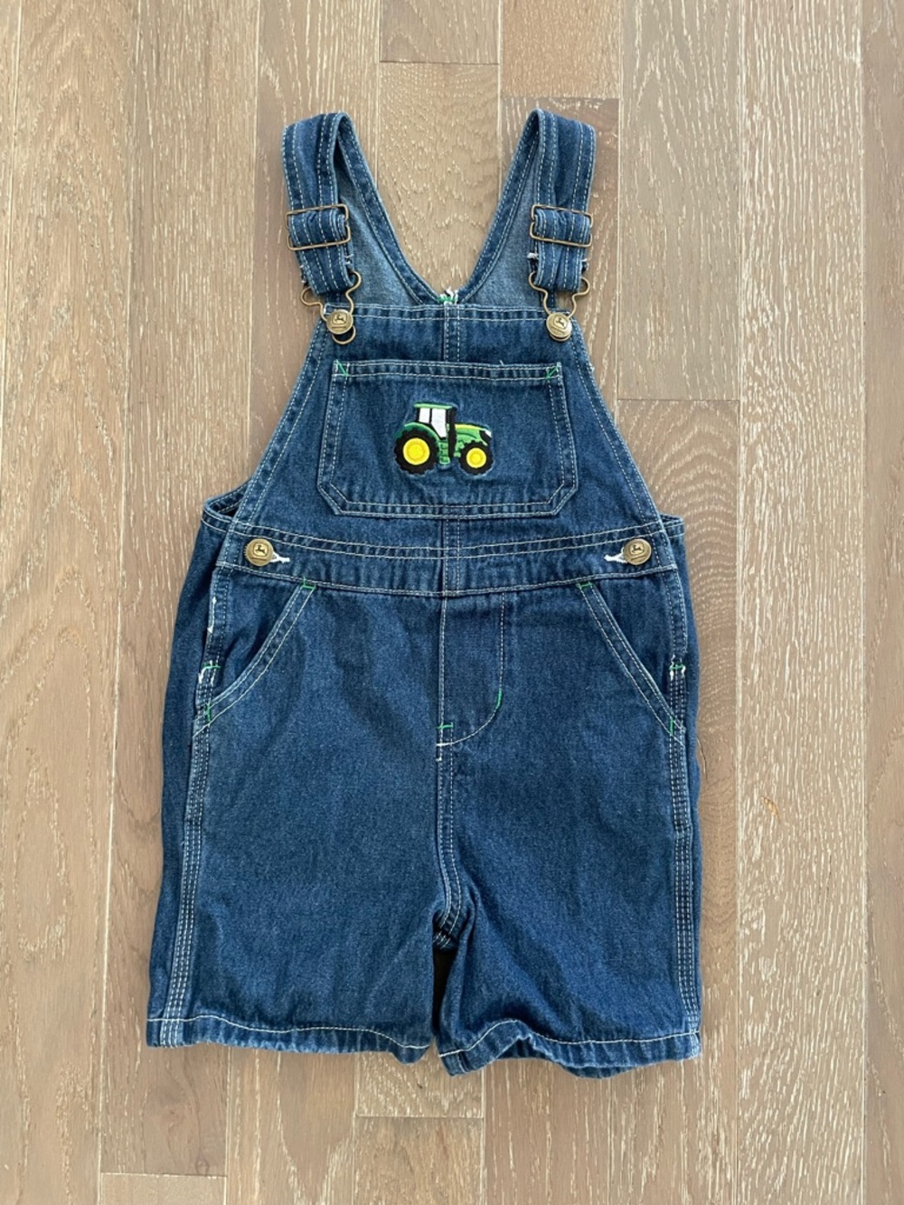 John Deere Denim Shortalls | Size 4T | Tractor Embroidered Pocket